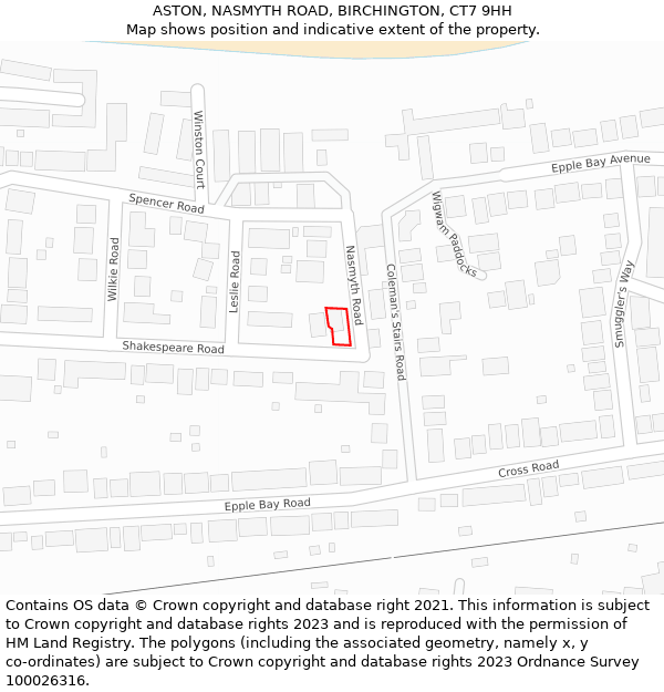 ASTON, NASMYTH ROAD, BIRCHINGTON, CT7 9HH: Location map and indicative extent of plot