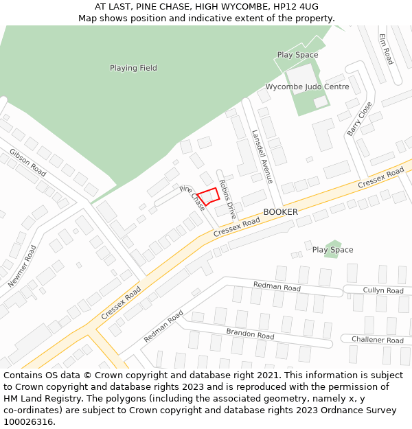 AT LAST, PINE CHASE, HIGH WYCOMBE, HP12 4UG: Location map and indicative extent of plot