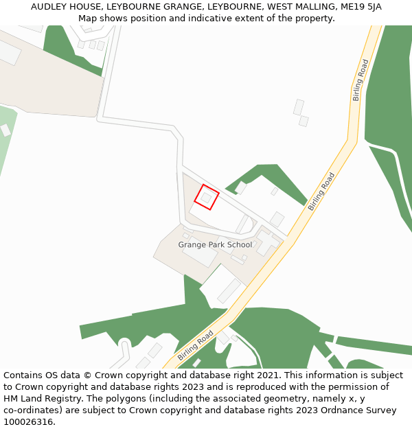 AUDLEY HOUSE, LEYBOURNE GRANGE, LEYBOURNE, WEST MALLING, ME19 5JA: Location map and indicative extent of plot