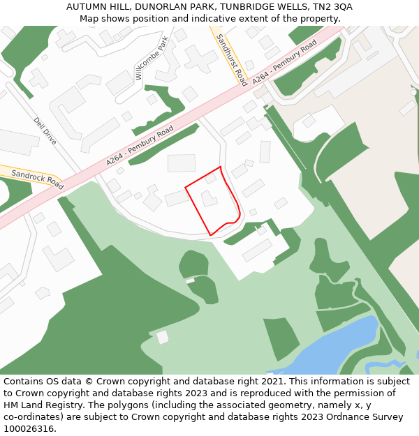 AUTUMN HILL, DUNORLAN PARK, TUNBRIDGE WELLS, TN2 3QA: Location map and indicative extent of plot