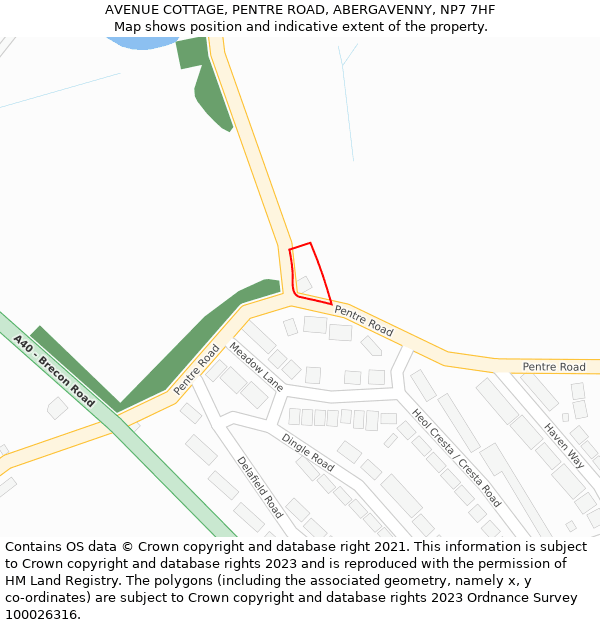 AVENUE COTTAGE, PENTRE ROAD, ABERGAVENNY, NP7 7HF: Location map and indicative extent of plot