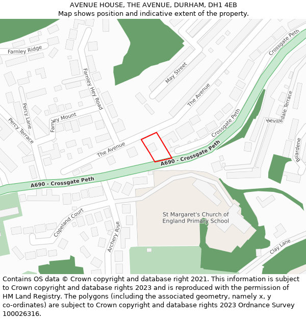 AVENUE HOUSE, THE AVENUE, DURHAM, DH1 4EB: Location map and indicative extent of plot