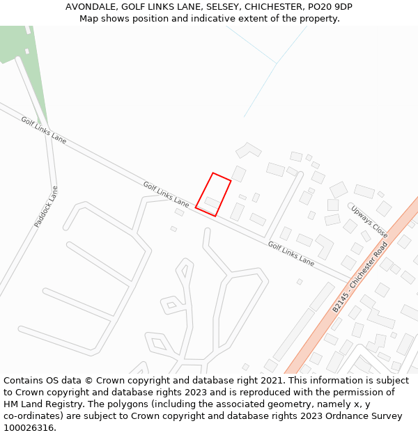 AVONDALE, GOLF LINKS LANE, SELSEY, CHICHESTER, PO20 9DP: Location map and indicative extent of plot