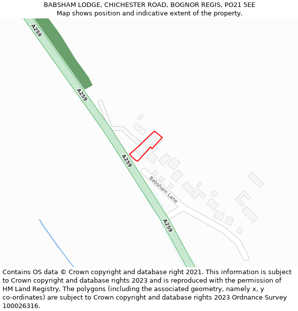 BABSHAM LODGE, CHICHESTER ROAD, BOGNOR REGIS, PO21 5EE: Location map and indicative extent of plot