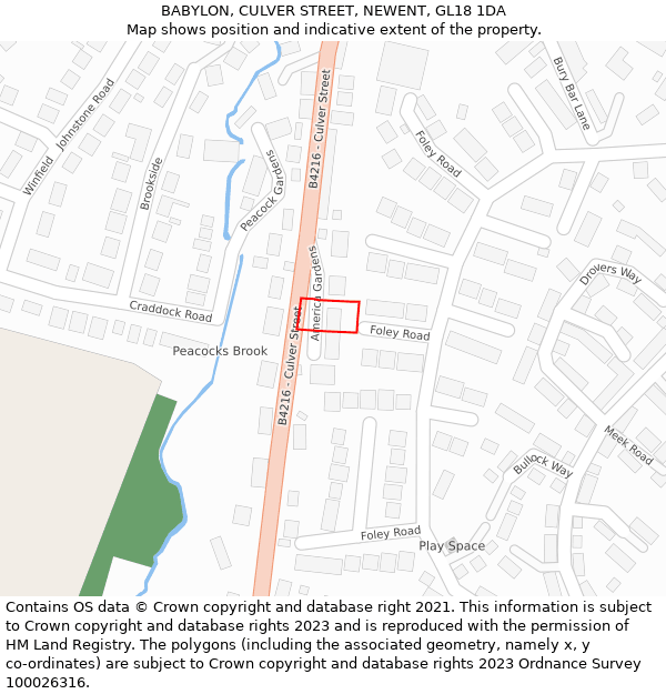 BABYLON, CULVER STREET, NEWENT, GL18 1DA: Location map and indicative extent of plot