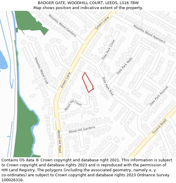 BADGER GATE, WOODHILL COURT, LEEDS, LS16 7BW: Location map and indicative extent of plot