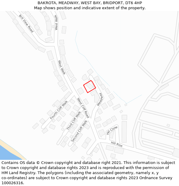 BAKROTA, MEADWAY, WEST BAY, BRIDPORT, DT6 4HP: Location map and indicative extent of plot