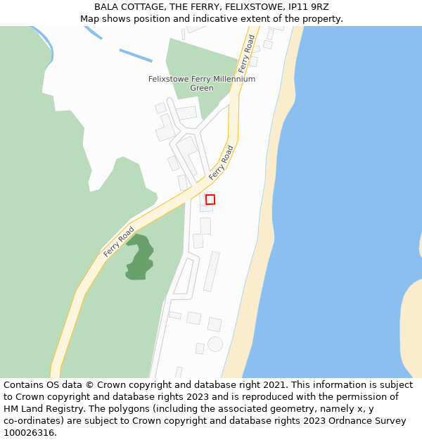 BALA COTTAGE, THE FERRY, FELIXSTOWE, IP11 9RZ: Location map and indicative extent of plot