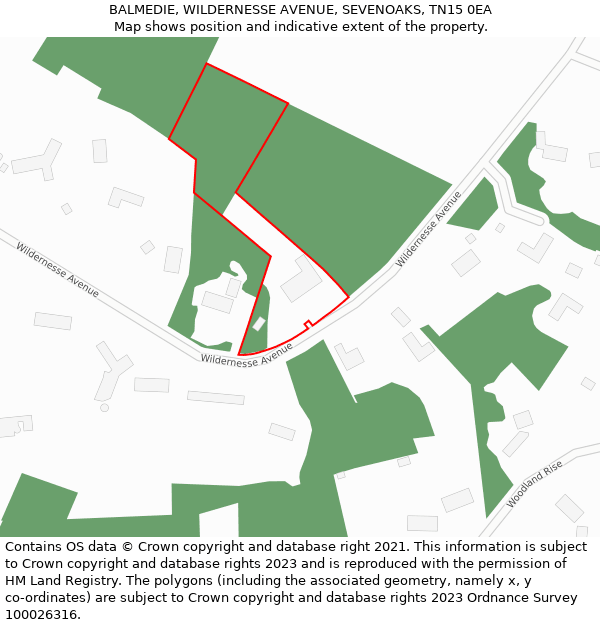 BALMEDIE, WILDERNESSE AVENUE, SEVENOAKS, TN15 0EA: Location map and indicative extent of plot