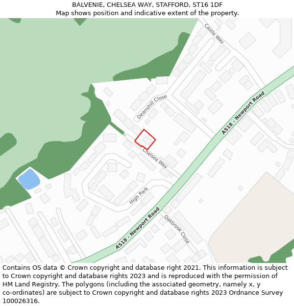 BALVENIE, CHELSEA WAY, STAFFORD, ST16 1DF: Location map and indicative extent of plot