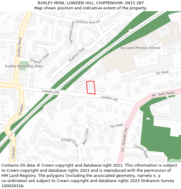 BARLEY MOW, LOWDEN HILL, CHIPPENHAM, SN15 2BT: Location map and indicative extent of plot