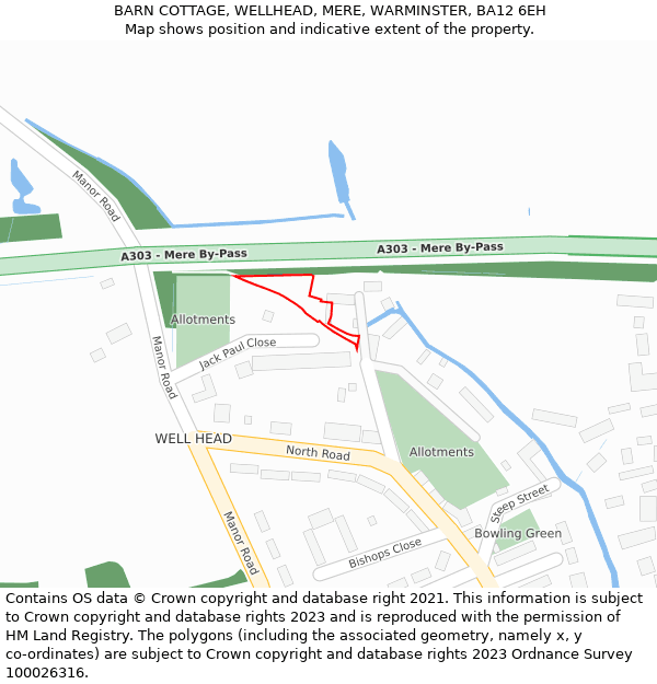 BARN COTTAGE, WELLHEAD, MERE, WARMINSTER, BA12 6EH: Location map and indicative extent of plot