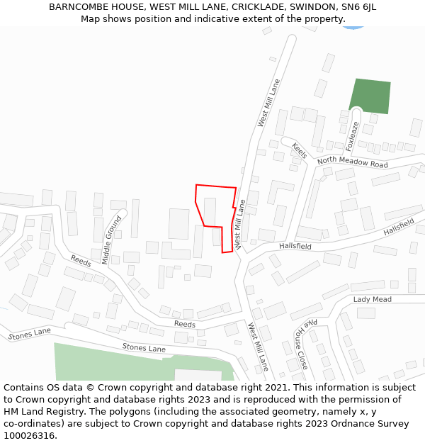 BARNCOMBE HOUSE, WEST MILL LANE, CRICKLADE, SWINDON, SN6 6JL: Location map and indicative extent of plot