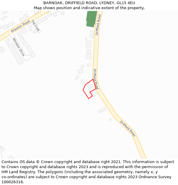 BARNOAK, DRIFFIELD ROAD, LYDNEY, GL15 4EU: Location map and indicative extent of plot
