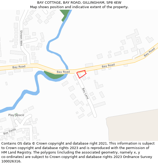 BAY COTTAGE, BAY ROAD, GILLINGHAM, SP8 4EW: Location map and indicative extent of plot