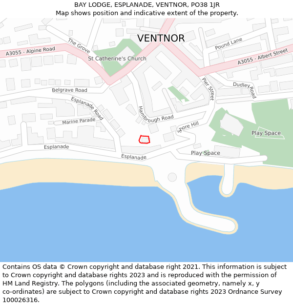 BAY LODGE, ESPLANADE, VENTNOR, PO38 1JR: Location map and indicative extent of plot