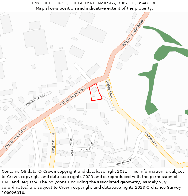 BAY TREE HOUSE, LODGE LANE, NAILSEA, BRISTOL, BS48 1BL: Location map and indicative extent of plot