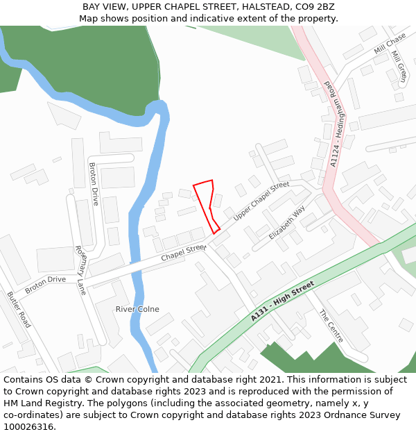 BAY VIEW, UPPER CHAPEL STREET, HALSTEAD, CO9 2BZ: Location map and indicative extent of plot