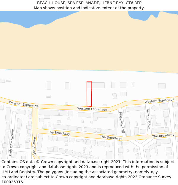 BEACH HOUSE, SPA ESPLANADE, HERNE BAY, CT6 8EP: Location map and indicative extent of plot