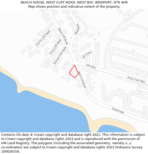 BEACH HOUSE, WEST CLIFF ROAD, WEST BAY, BRIDPORT, DT6 4HR: Location map and indicative extent of plot