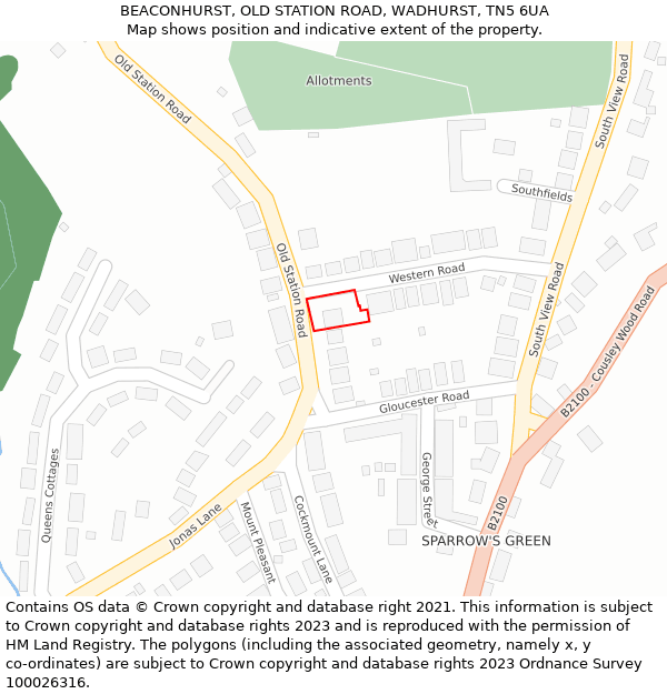 BEACONHURST, OLD STATION ROAD, WADHURST, TN5 6UA: Location map and indicative extent of plot