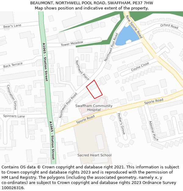 BEAUMONT, NORTHWELL POOL ROAD, SWAFFHAM, PE37 7HW: Location map and indicative extent of plot
