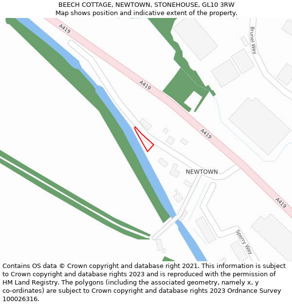 BEECH COTTAGE, NEWTOWN, STONEHOUSE, GL10 3RW: Location map and indicative extent of plot