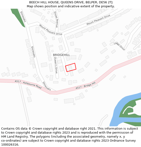 BEECH HILL HOUSE, QUEENS DRIVE, BELPER, DE56 2TJ: Location map and indicative extent of plot