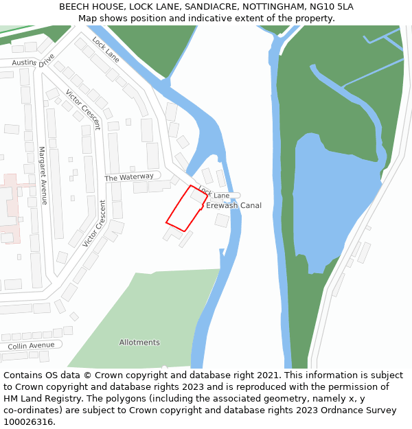 BEECH HOUSE, LOCK LANE, SANDIACRE, NOTTINGHAM, NG10 5LA: Location map and indicative extent of plot