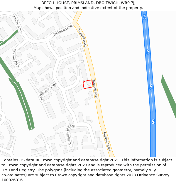 BEECH HOUSE, PRIMSLAND, DROITWICH, WR9 7JJ: Location map and indicative extent of plot