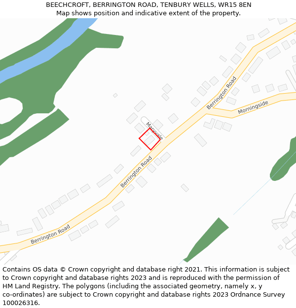 BEECHCROFT, BERRINGTON ROAD, TENBURY WELLS, WR15 8EN: Location map and indicative extent of plot