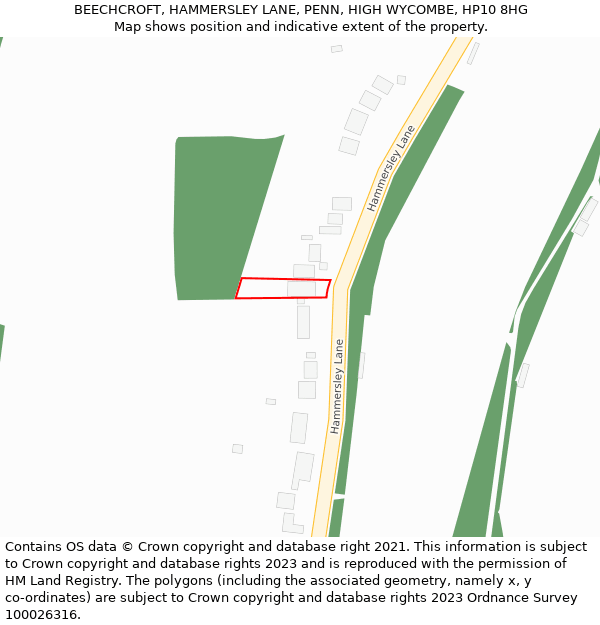 BEECHCROFT, HAMMERSLEY LANE, PENN, HIGH WYCOMBE, HP10 8HG: Location map and indicative extent of plot