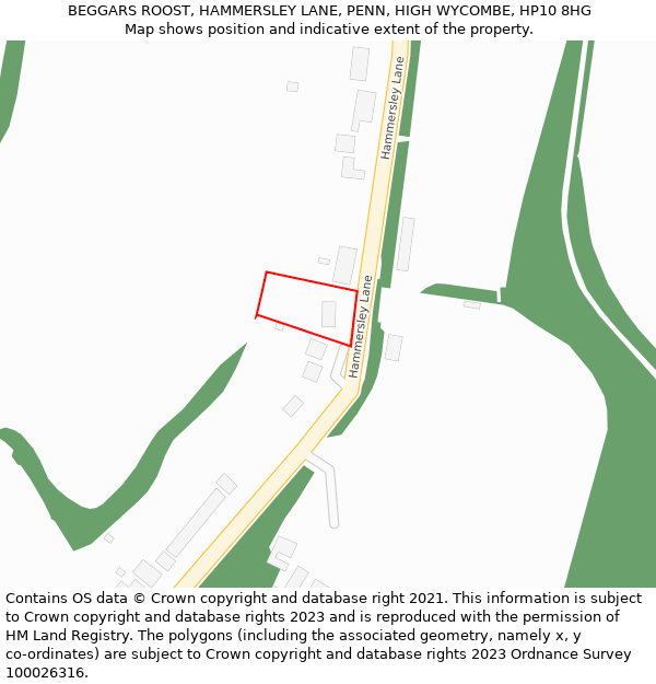 BEGGARS ROOST, HAMMERSLEY LANE, PENN, HIGH WYCOMBE, HP10 8HG: Location map and indicative extent of plot