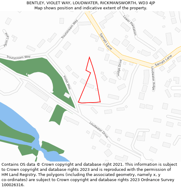 BENTLEY, VIOLET WAY, LOUDWATER, RICKMANSWORTH, WD3 4JP: Location map and indicative extent of plot