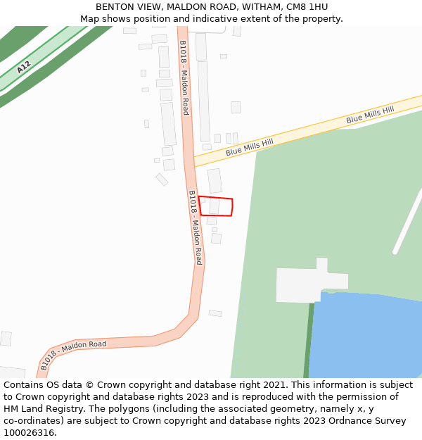 BENTON VIEW, MALDON ROAD, WITHAM, CM8 1HU: Location map and indicative extent of plot