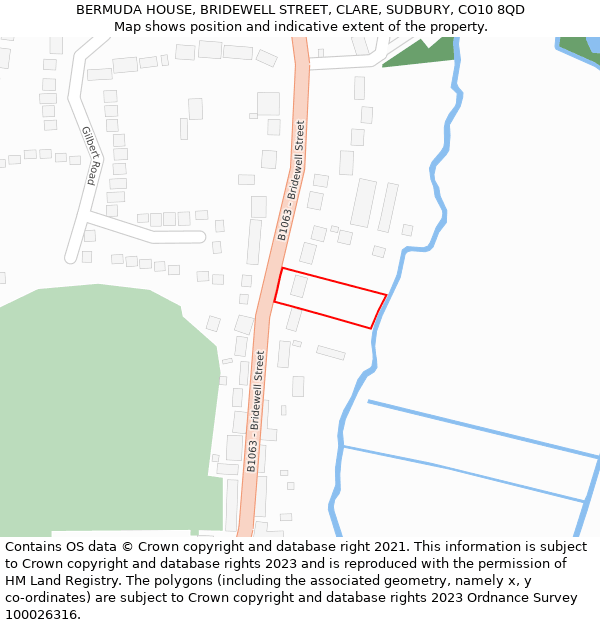 BERMUDA HOUSE, BRIDEWELL STREET, CLARE, SUDBURY, CO10 8QD: Location map and indicative extent of plot