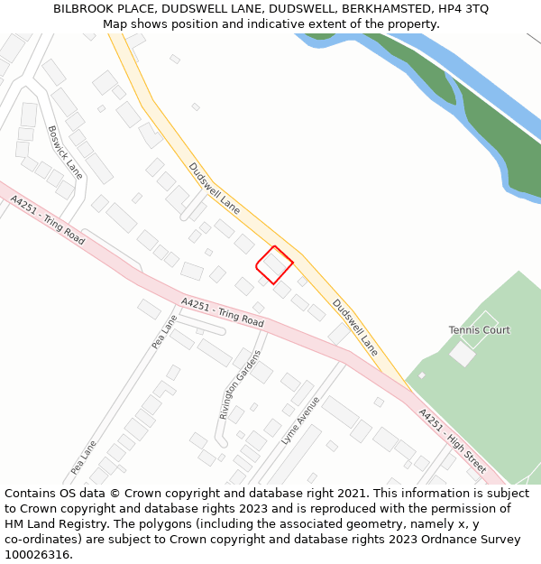 BILBROOK PLACE, DUDSWELL LANE, DUDSWELL, BERKHAMSTED, HP4 3TQ: Location map and indicative extent of plot