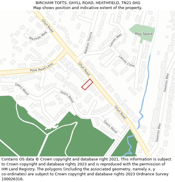 BIRCHAM TOFTS, GHYLL ROAD, HEATHFIELD, TN21 0AG: Location map and indicative extent of plot
