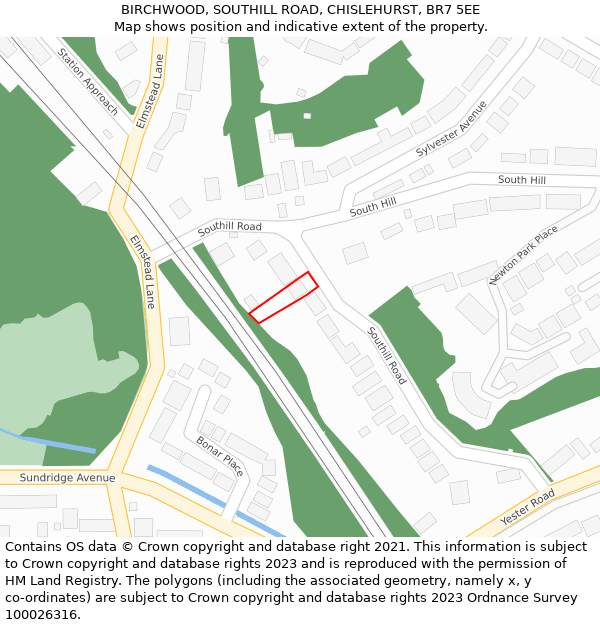 BIRCHWOOD, SOUTHILL ROAD, CHISLEHURST, BR7 5EE: Location map and indicative extent of plot