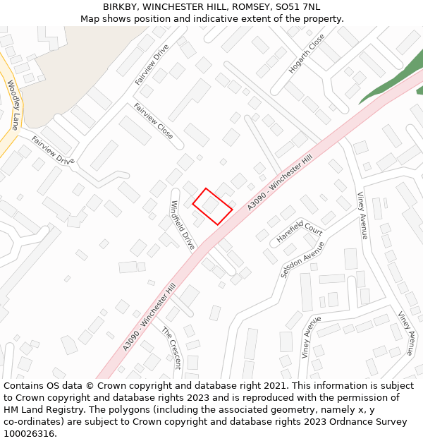 BIRKBY, WINCHESTER HILL, ROMSEY, SO51 7NL: Location map and indicative extent of plot