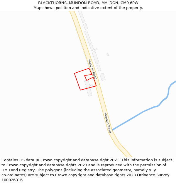 BLACKTHORNS, MUNDON ROAD, MALDON, CM9 6PW: Location map and indicative extent of plot