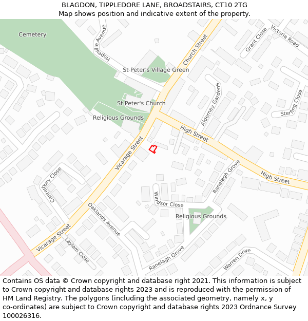 BLAGDON, TIPPLEDORE LANE, BROADSTAIRS, CT10 2TG: Location map and indicative extent of plot