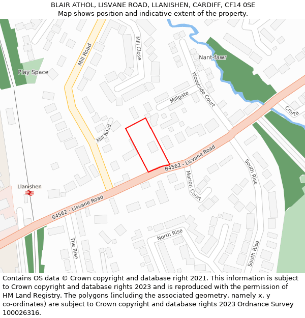 BLAIR ATHOL, LISVANE ROAD, LLANISHEN, CARDIFF, CF14 0SE: Location map and indicative extent of plot