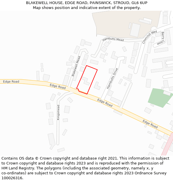 BLAKEWELL HOUSE, EDGE ROAD, PAINSWICK, STROUD, GL6 6UP: Location map and indicative extent of plot