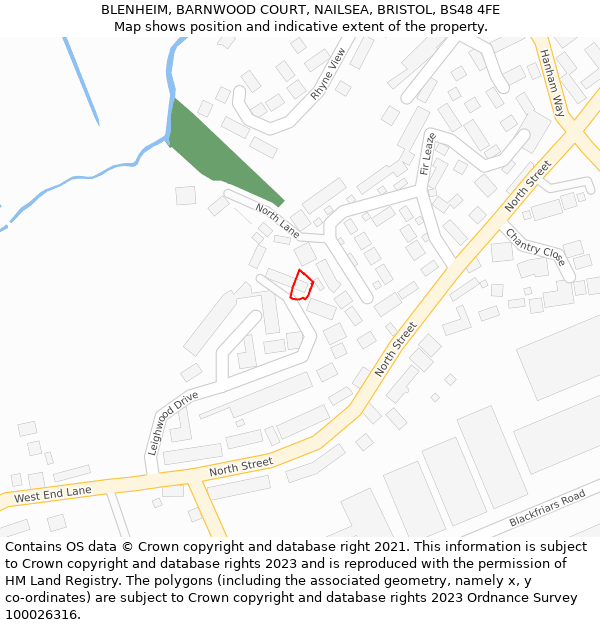 BLENHEIM, BARNWOOD COURT, NAILSEA, BRISTOL, BS48 4FE: Location map and indicative extent of plot