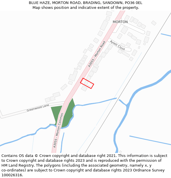 BLUE HAZE, MORTON ROAD, BRADING, SANDOWN, PO36 0EL: Location map and indicative extent of plot