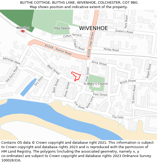 BLYTHE COTTAGE, BLYTHS LANE, WIVENHOE, COLCHESTER, CO7 9BG: Location map and indicative extent of plot