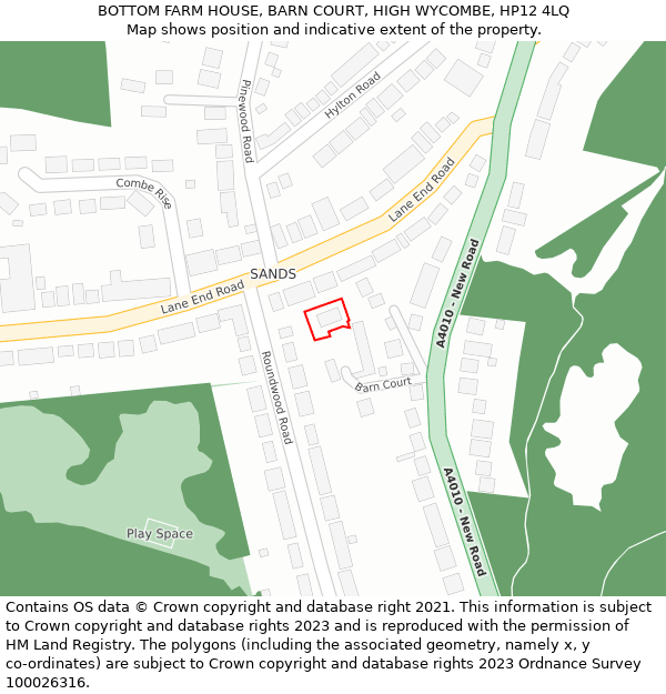 BOTTOM FARM HOUSE, BARN COURT, HIGH WYCOMBE, HP12 4LQ: Location map and indicative extent of plot