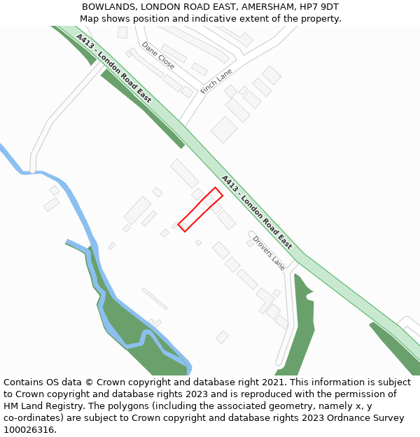 BOWLANDS, LONDON ROAD EAST, AMERSHAM, HP7 9DT: Location map and indicative extent of plot