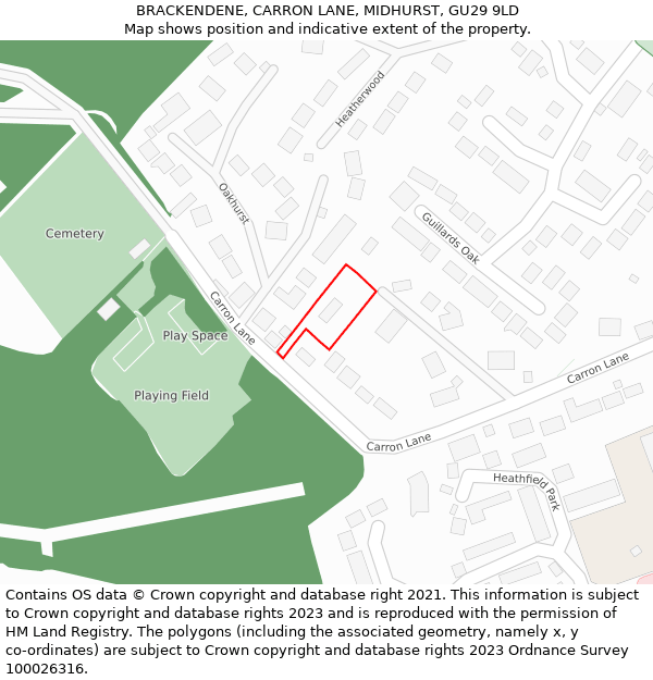 BRACKENDENE, CARRON LANE, MIDHURST, GU29 9LD: Location map and indicative extent of plot